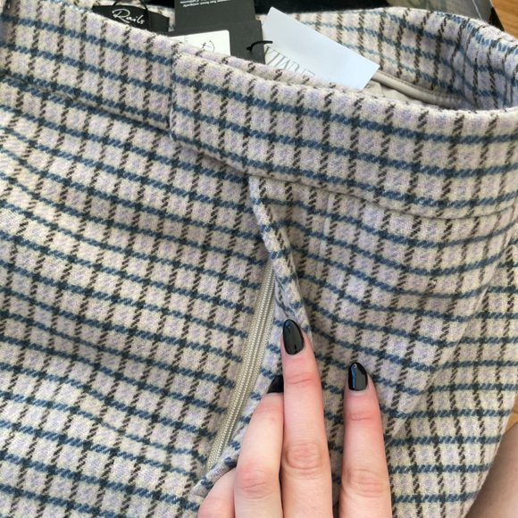 Rails Prim Mini Skirt Lilac Navy Gingham Check Print Front Zip Size 4 - Picture 6 of 12